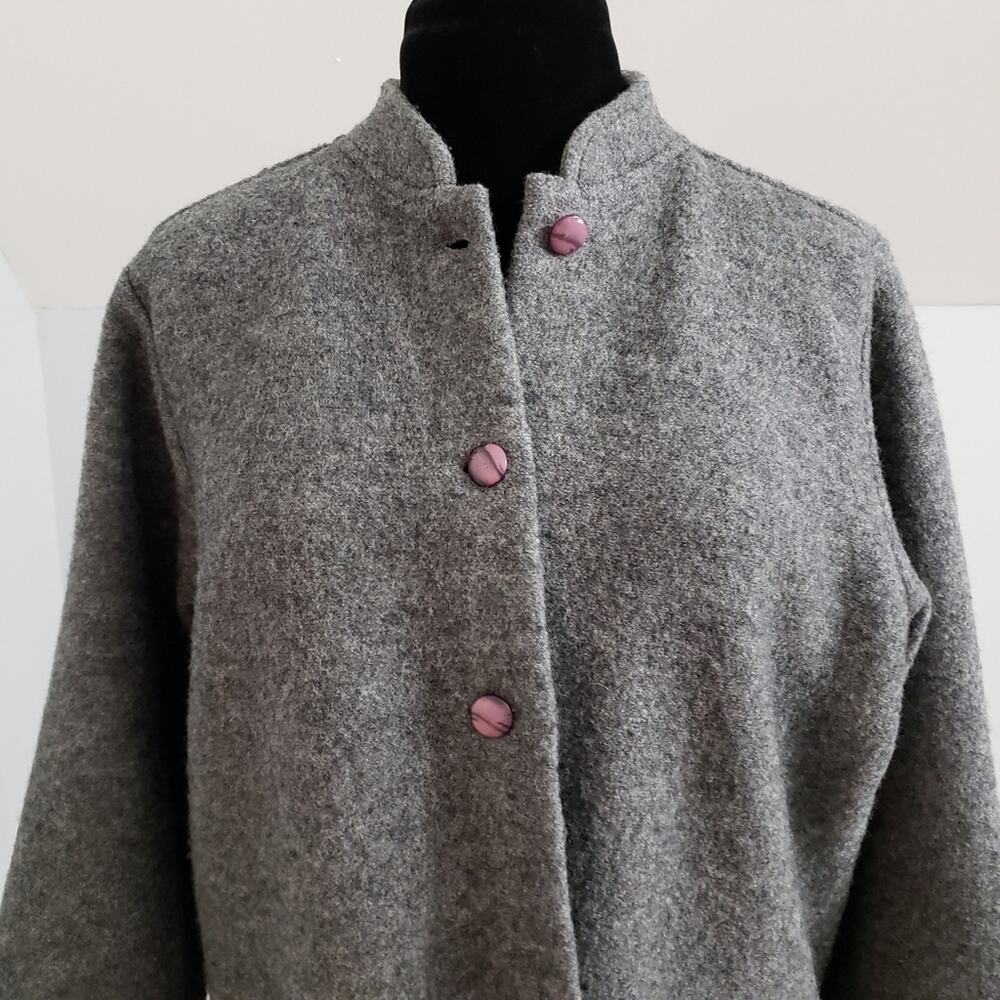Norm Thompson 100% Wool Gray Winter Coat Large Classic Minimal Preppy - Picture 10 of 12